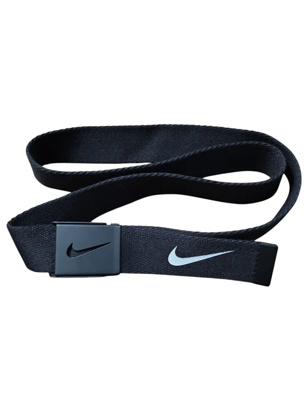 Nike Web Belt Black White Swoosh Adjustable One Size Unisex